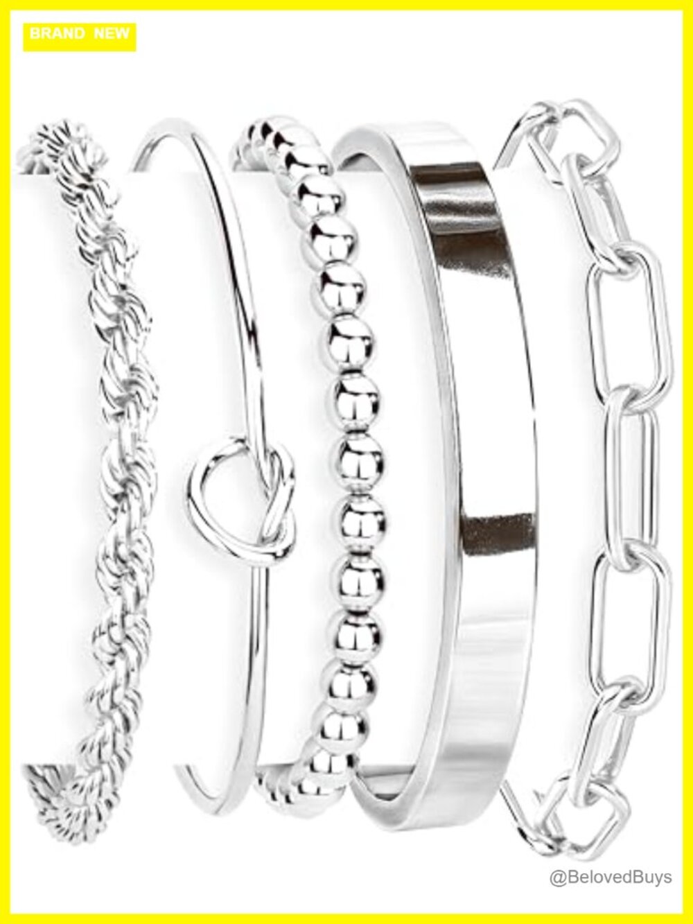 14K Gold Plated Sterling Silver Cuff Bracelet Set Waterproof Stackable